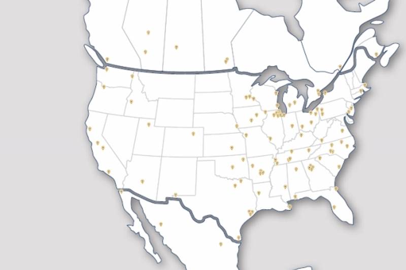 Carte des établissements Ryerson près de vous